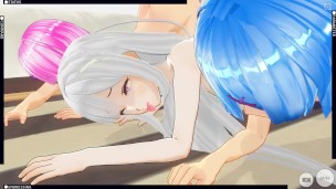 3D HETNAI trailer (Group sex with Ram, Ram and Emilia from anime RE ZERO)